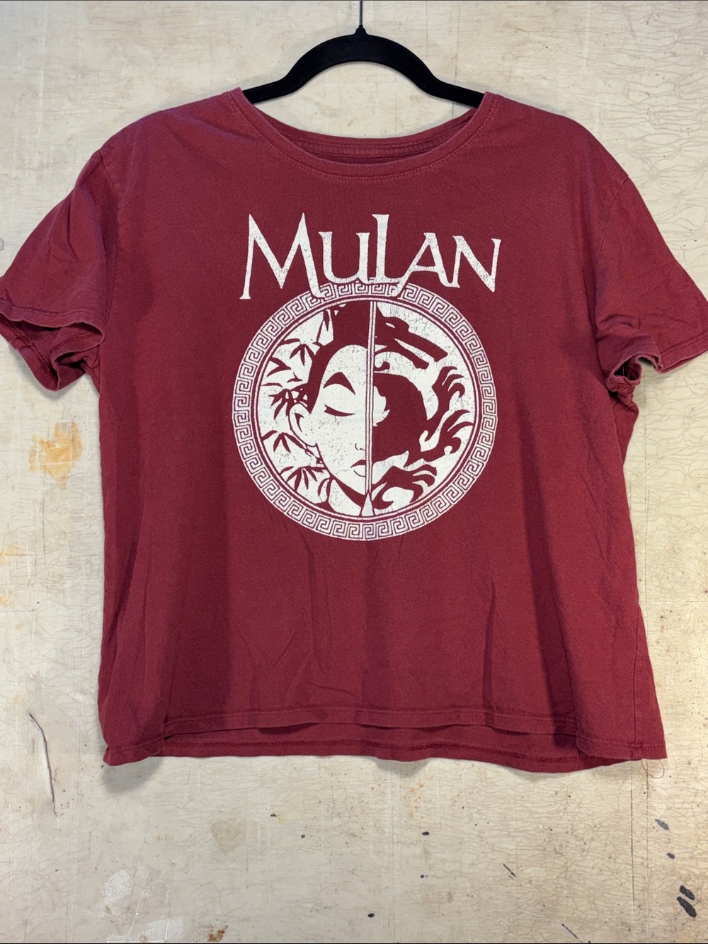 Disney Mulan Short Sleeve Tee in Burgundy with White Graphic